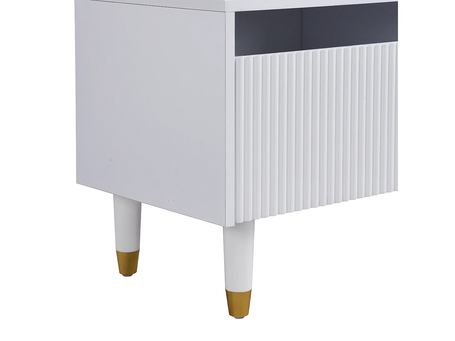 Mueble de TV blanco de 178 cm con iluminación LED y 4 cajones - para salón y oficina