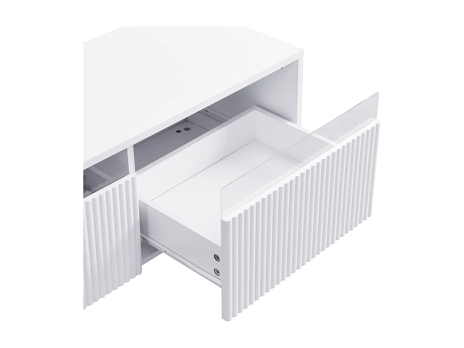 Mueble de TV blanco de 178 cm con iluminación LED y 4 cajones - para salón y oficina