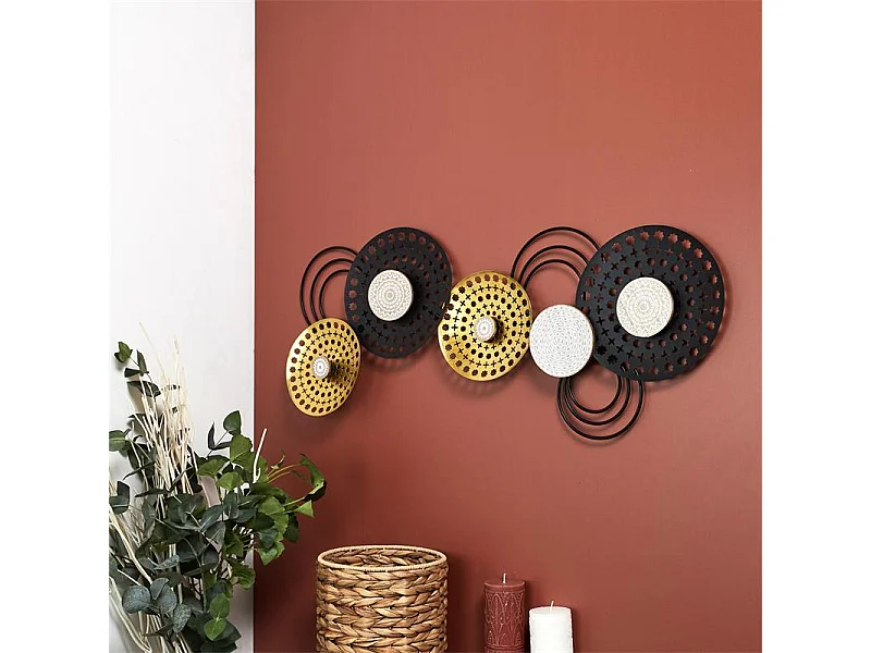 Décoration Murale en Métal "Mirage" 63cm Noir & Doré