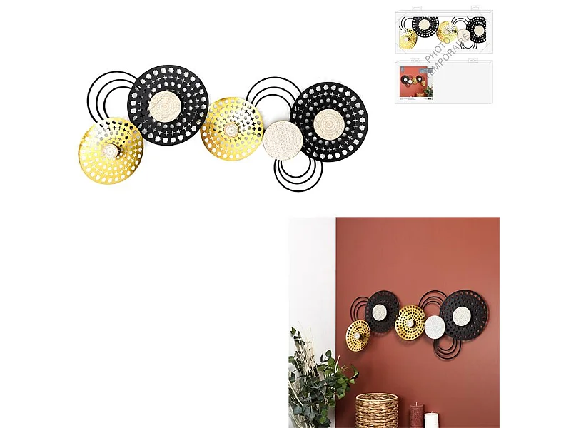 Décoration Murale en Métal "Mirage" 63cm Noir & Doré