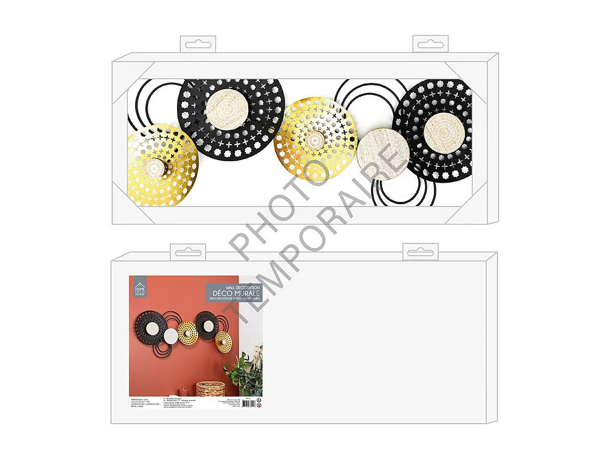 Décoration Murale en Métal "Mirage" 63cm Noir & Doré