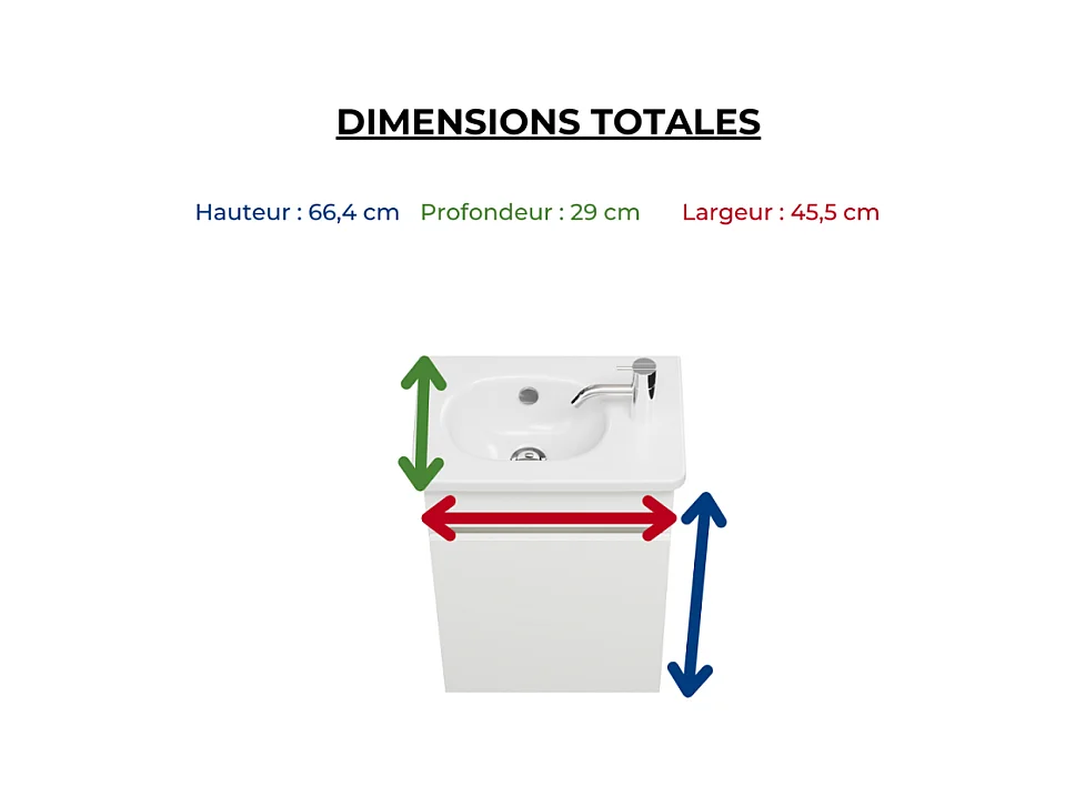 Pack meuble suspendu lave-mains BURGBAD Joline blanc mat + Robinet lave-mains eau froide Duravit Wave noir mat