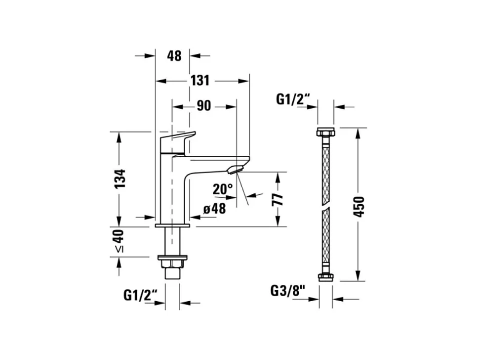 Pack meuble suspendu lave-mains BURGBAD Joline blanc mat + Robinet lave-mains eau froide Duravit Wave Inox brossé