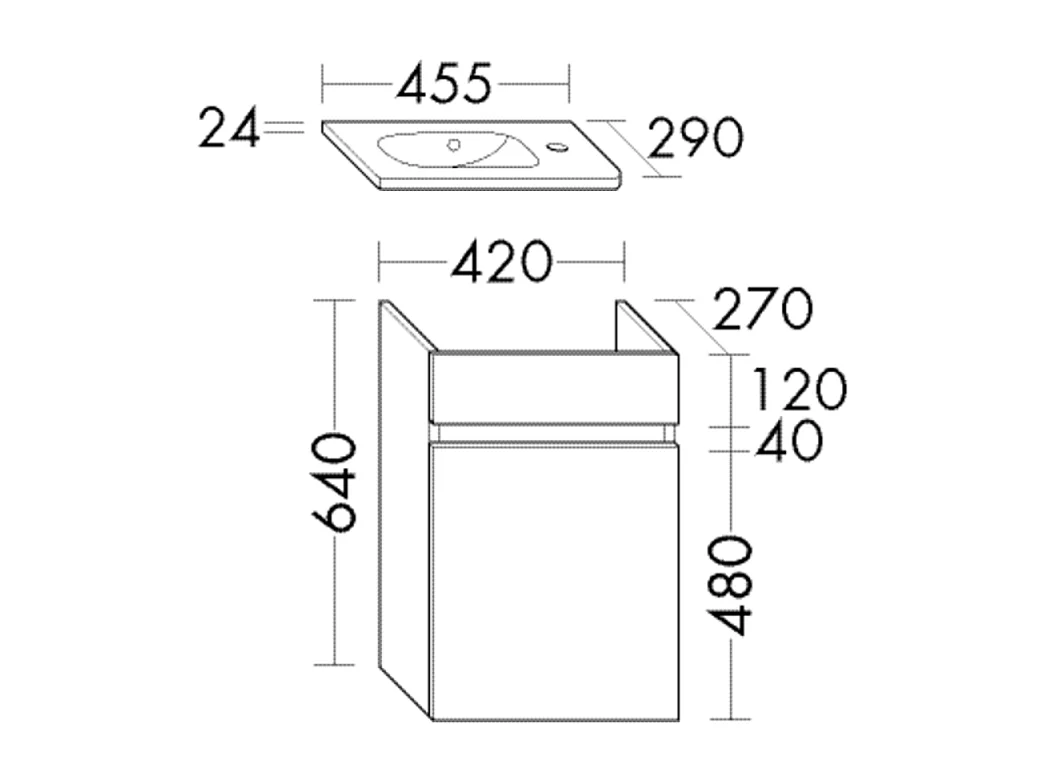 Pack meuble suspendu lave-mains BURGBAD Joline chêne + Robinet lave-mains eau froide Duravit Wave Doré poli