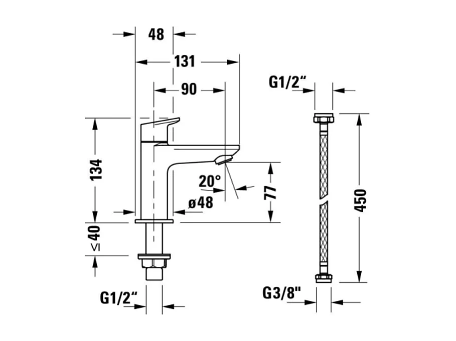 Pack meuble suspendu lave-mains BURGBAD Joline chêne + Robinet lave-mains eau froide Duravit Wave Doré poli