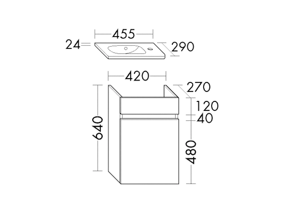 Pack meuble suspendu lave-mains BURGBAD Joline blanc mat + Robinet lave-mains eau froide Duravit Wave bronze brossé