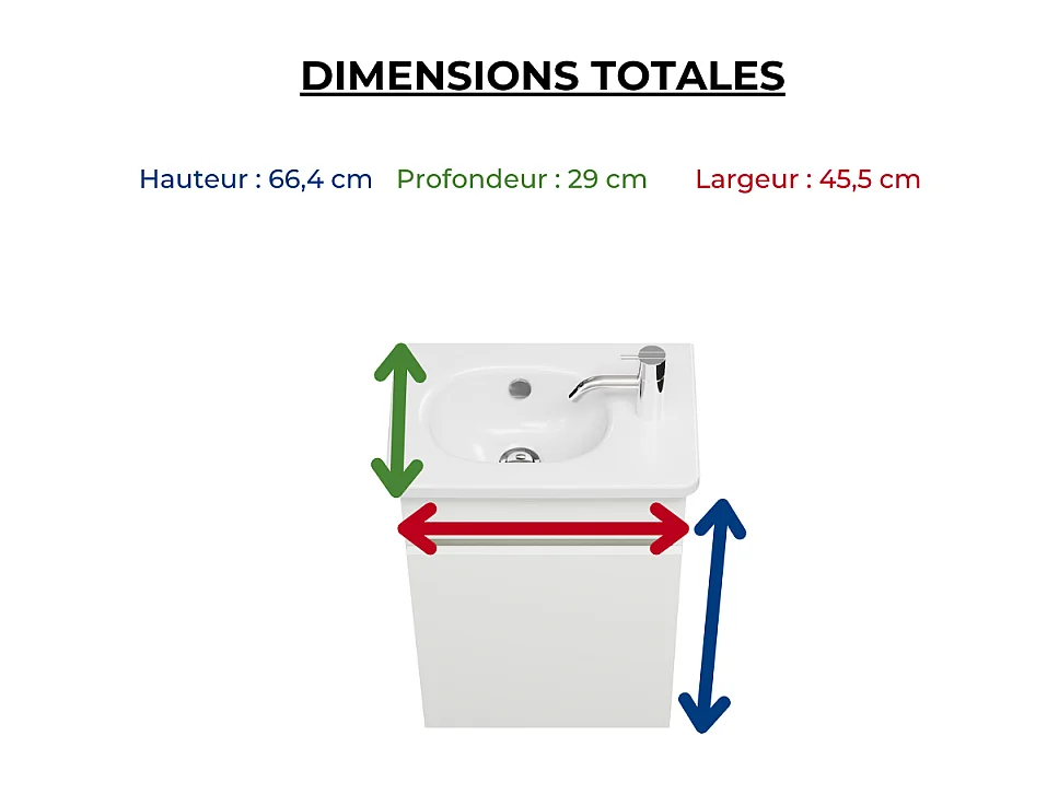 Pack meuble suspendu lave-mains BURGBAD Joline blanc mat + Robinet lave-mains eau froide Duravit Wave Doré poli
