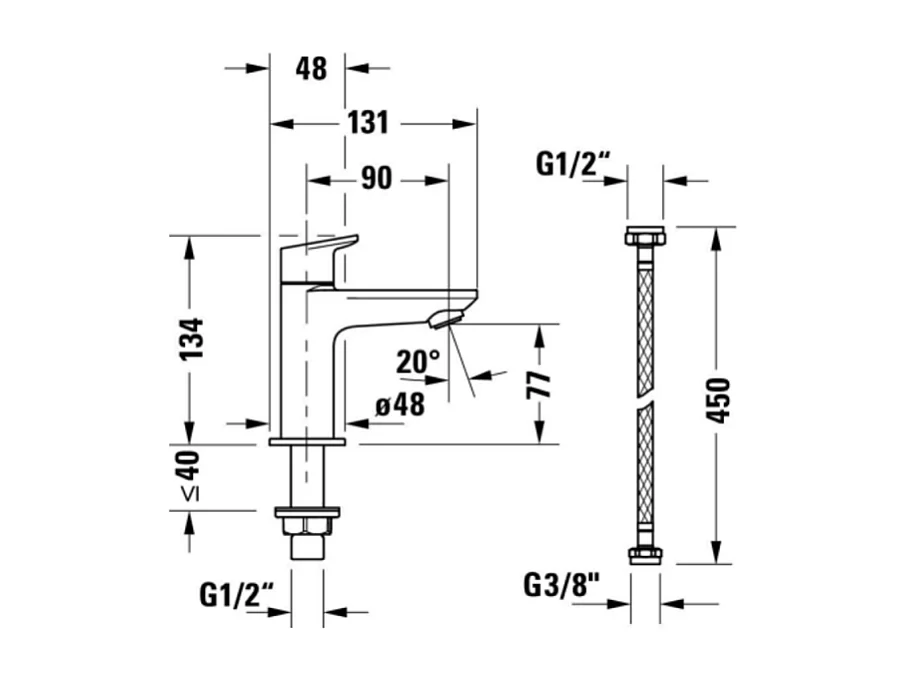 Pack meuble suspendu lave-mains BURGBAD Joline chêne + Robinet lave-mains eau froide Duravit Wave Inox brossé