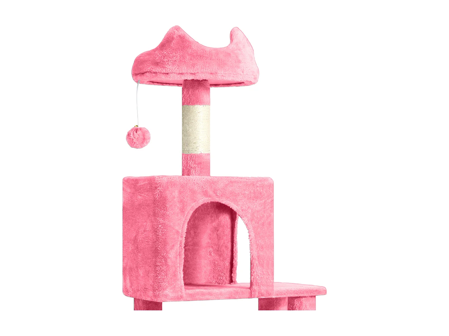 BalconeraGrand arbre à chat de 137 cm avec 2 poteaux en sisal, 1 griffoir, 1 plateforme, 2 niches et un hamac - Arbre à chat grimpant - Rose