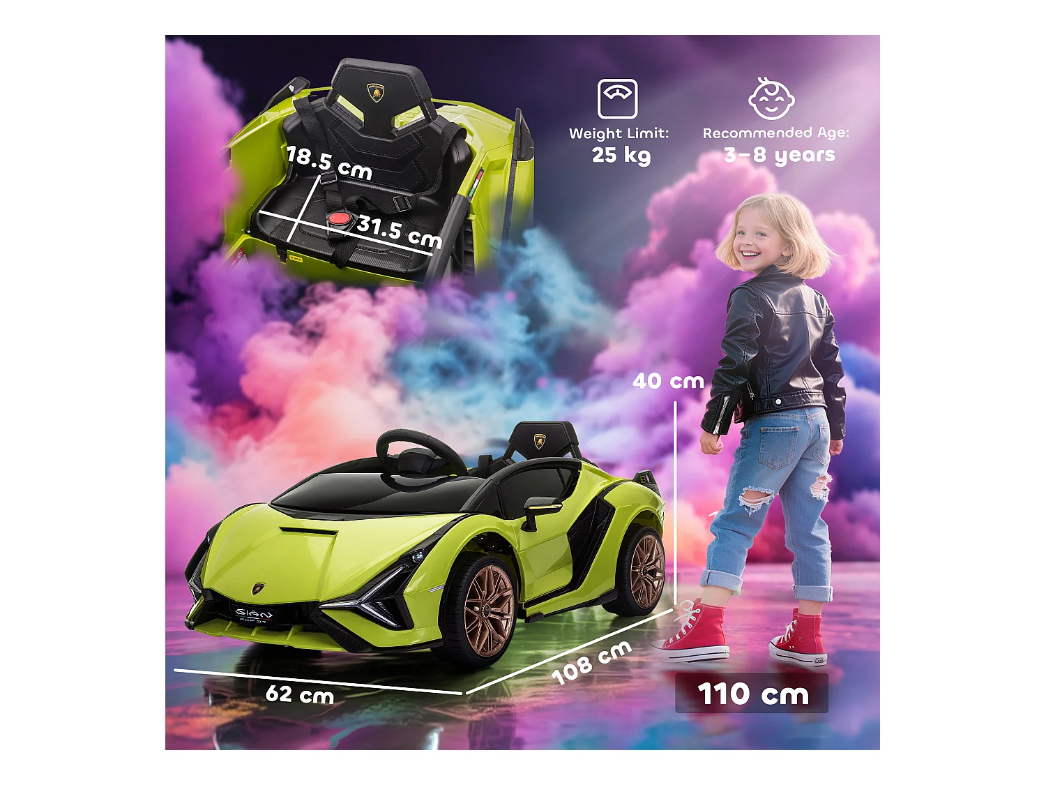 Macchina per bambini lamborghini telecomando velocità 3-8km/h