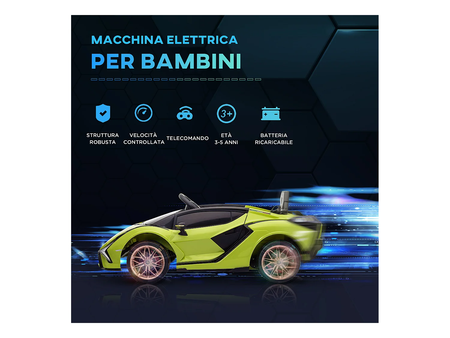 Macchina per bambini lamborghini telecomando velocità 3-8km/h