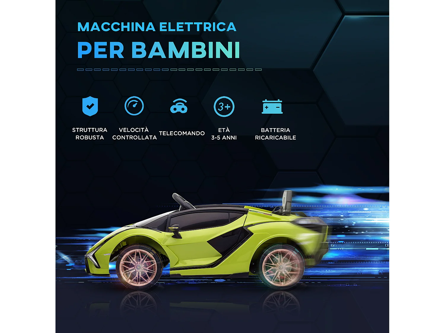 Macchina per bambini lamborghini telecomando velocità 3-8km/h