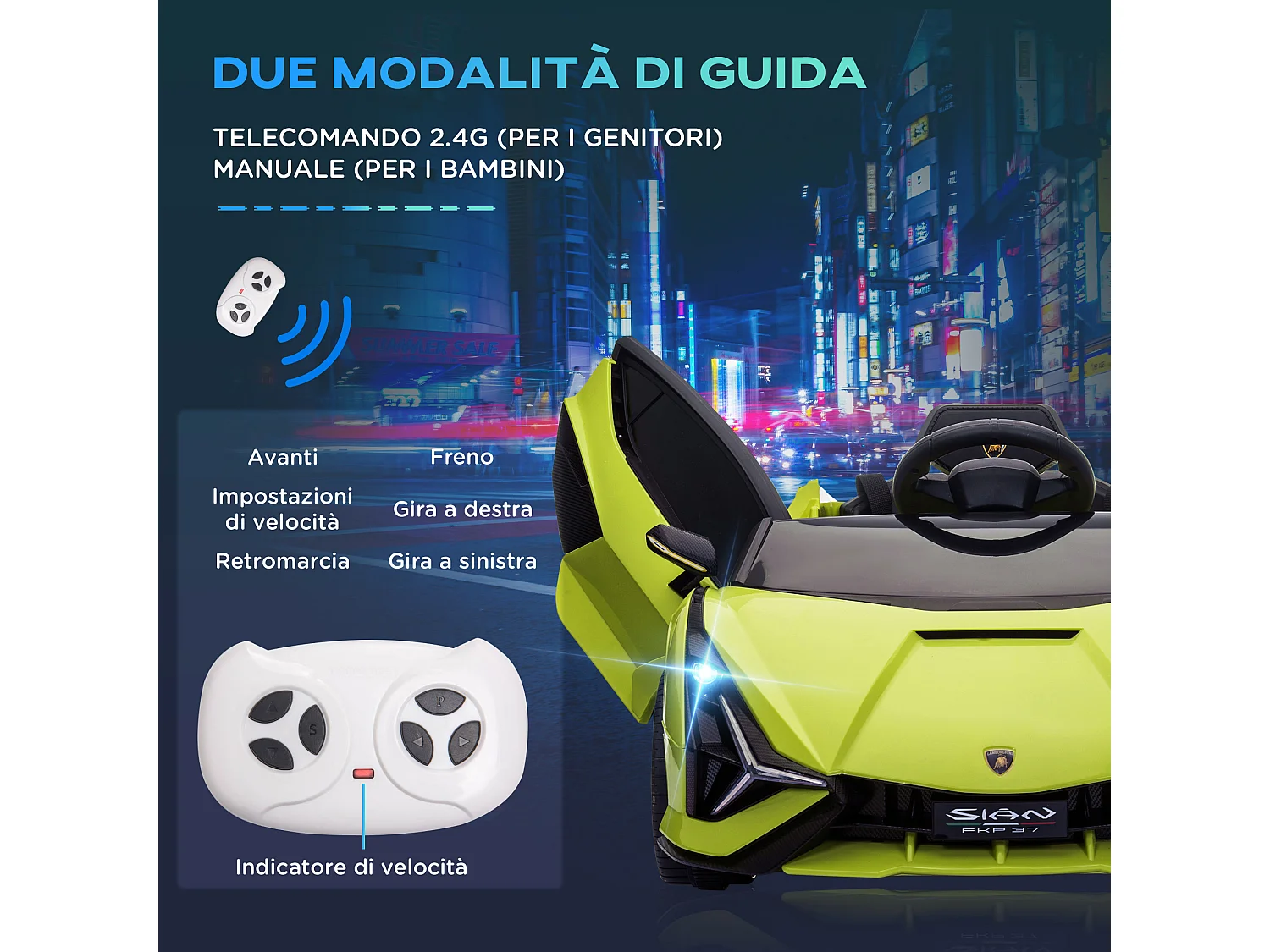 Macchina per bambini lamborghini telecomando velocità 3-8km/h