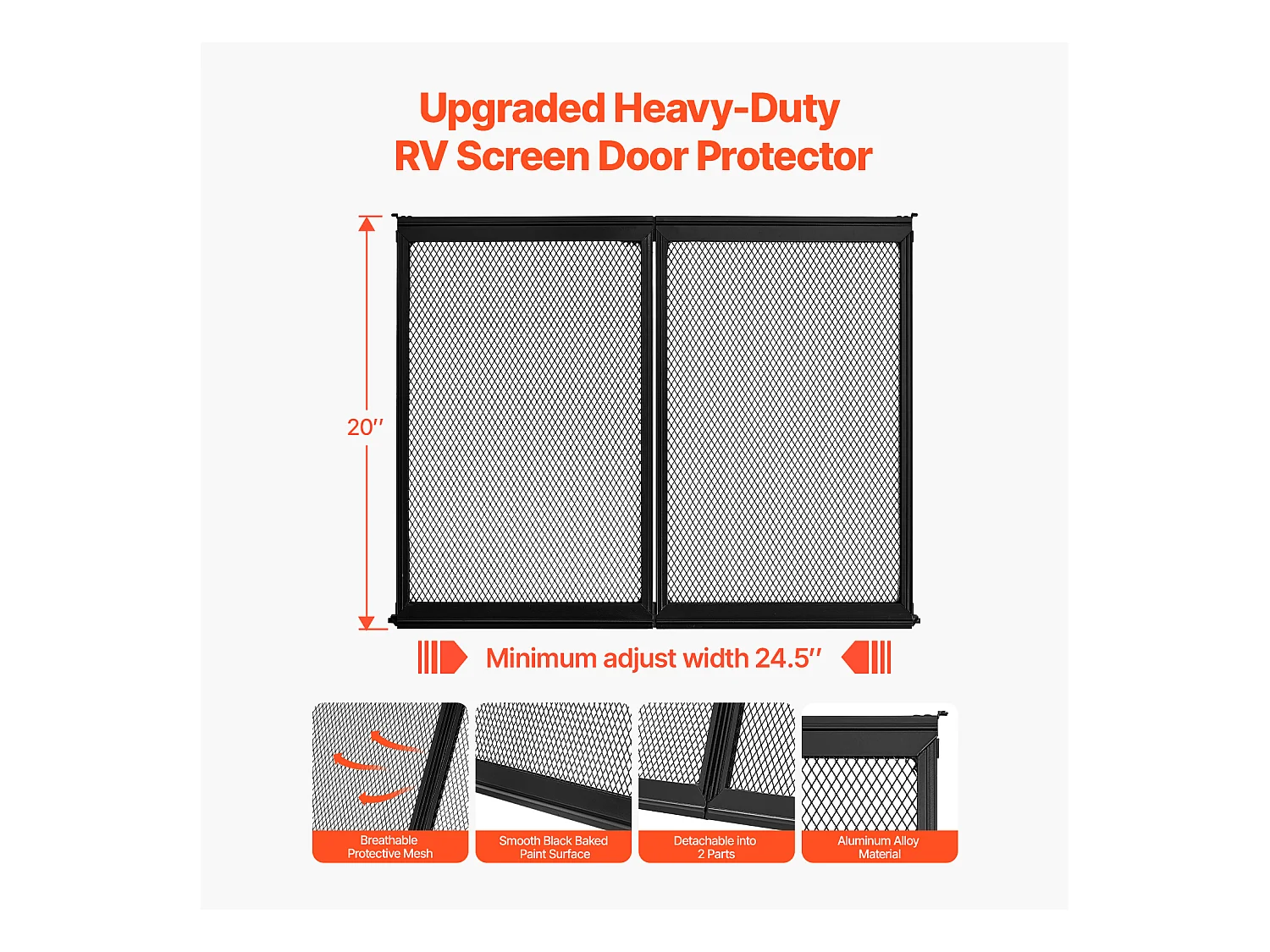 Grille de Porte d'Entrée SucceBuy de Camping-car 62.23 x 50.8 cm, Protection d'Écran pour Porte RV, Renforcée et Respirante, pour Animaux Compagnie