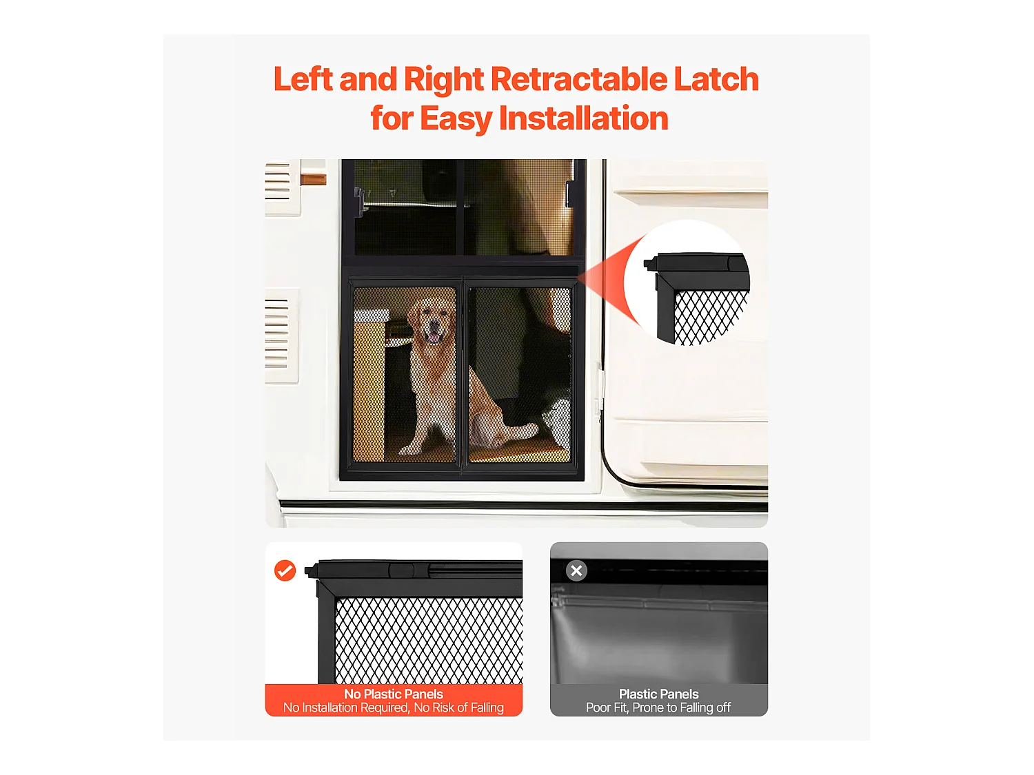 Grille de Porte d'Entrée SucceBuy de Camping-car 62.23 x 50.8 cm, Protection d'Écran pour Porte RV, Renforcée et Respirante, pour Animaux Compagnie