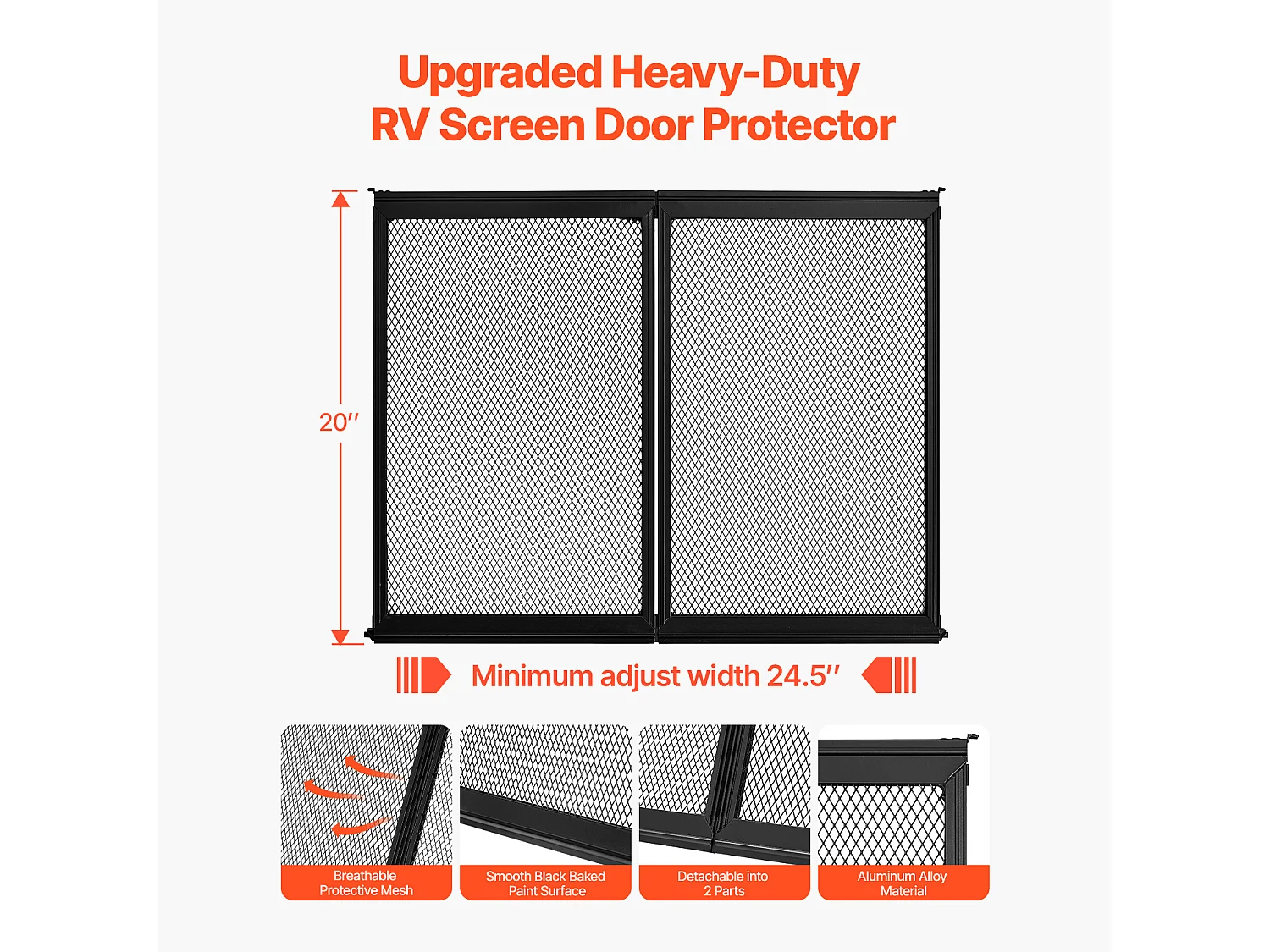 Grille de Porte d'Entrée SucceBuy de Camping-car 62.23 x 50.8 cm, Protection d'Écran pour Porte RV, Renforcée et Respirante, pour Animaux Compagnie