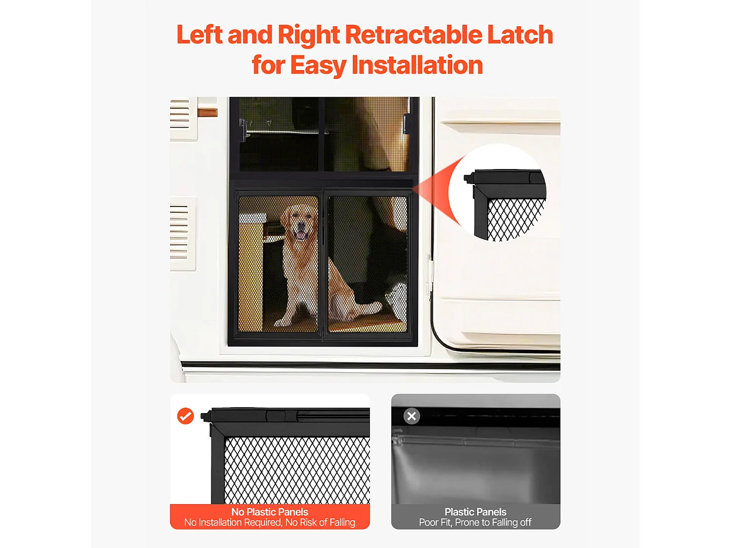 Grille de Porte d'Entrée SucceBuy de Camping-car 62.23 x 50.8 cm, Protection d'Écran pour Porte RV, Renforcée et Respirante, pour Animaux Compagnie