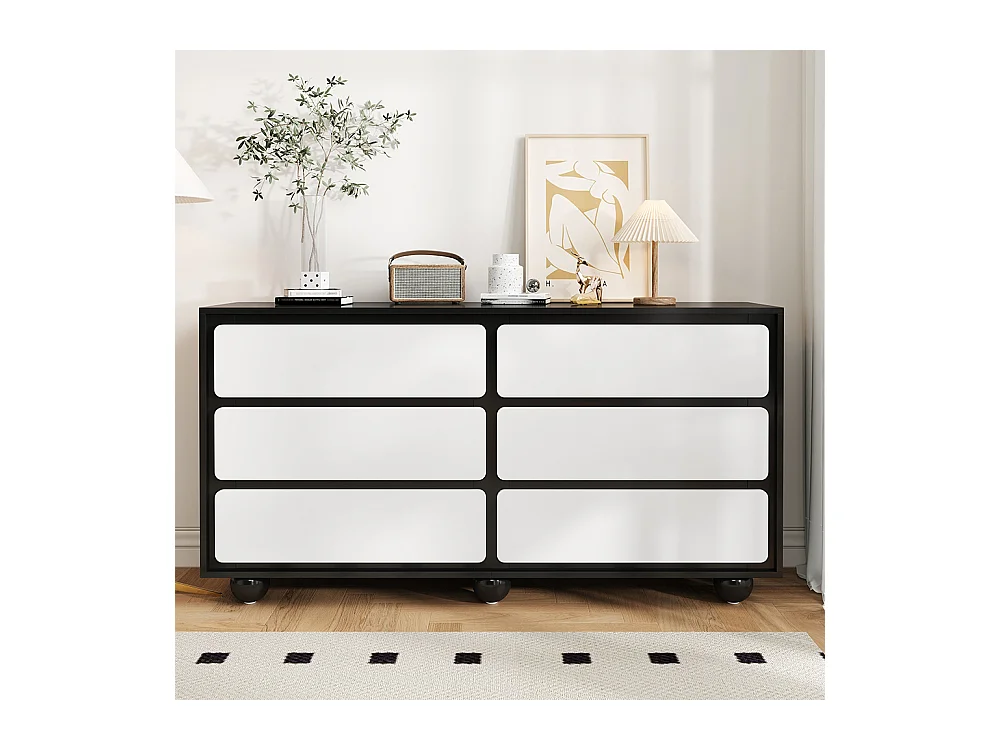 Buffet commode élégante 6 tiroirs coiffeuse moderne fonction pratique