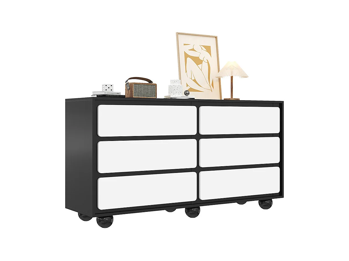 Buffet commode élégante 6 tiroirs coiffeuse moderne fonction pratique