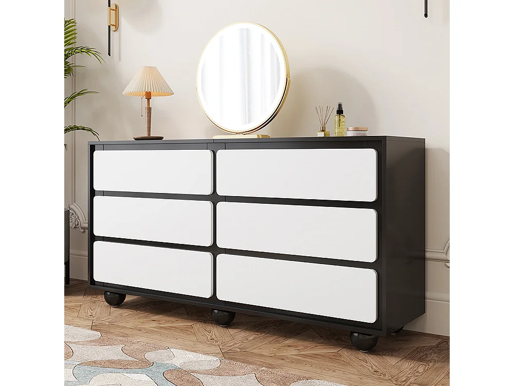Buffet commode élégante 6 tiroirs coiffeuse moderne fonction pratique
