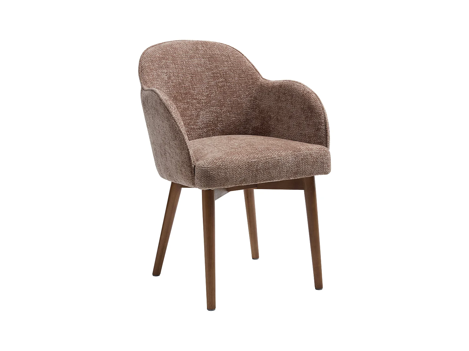 Set med 2 stolar med armstöd i texturerat tyg och gummiträ - Taupe - MODINIA