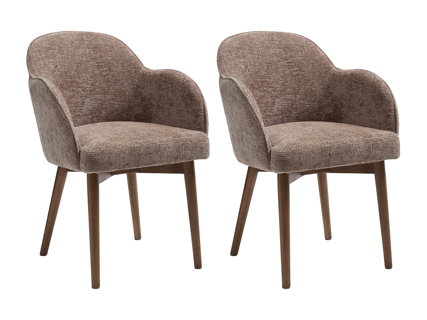 Stuhl mit Armlehnen 2er-Set - Strukturstoff & Kautschukholz - Taupe - MODIN günstig online kaufen