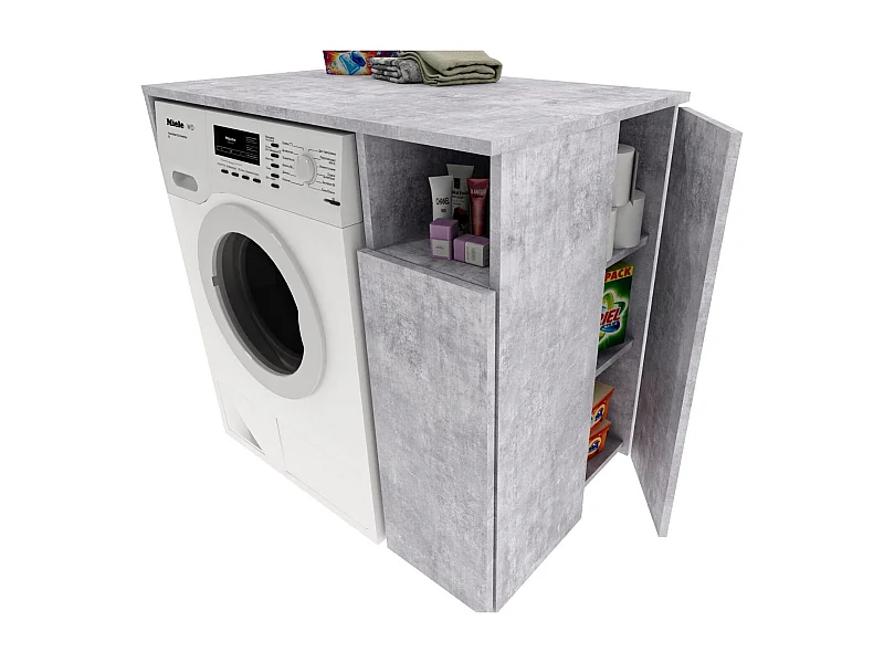 Meuble Surélevé pour Machine à Laver et Sèche-linge avec Étagères de Rangement