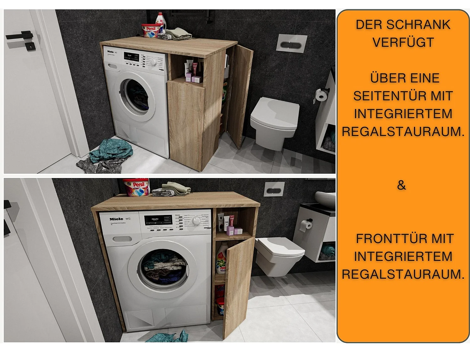 Meuble Surélevé pour Machine à Laver et Sèche-linge avec Étagères de Rangement