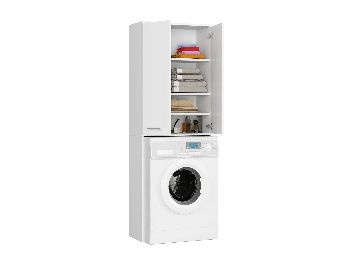 Meuble de rangement pour machine à laver, 2 portes, 64 x 30 x 190 cm