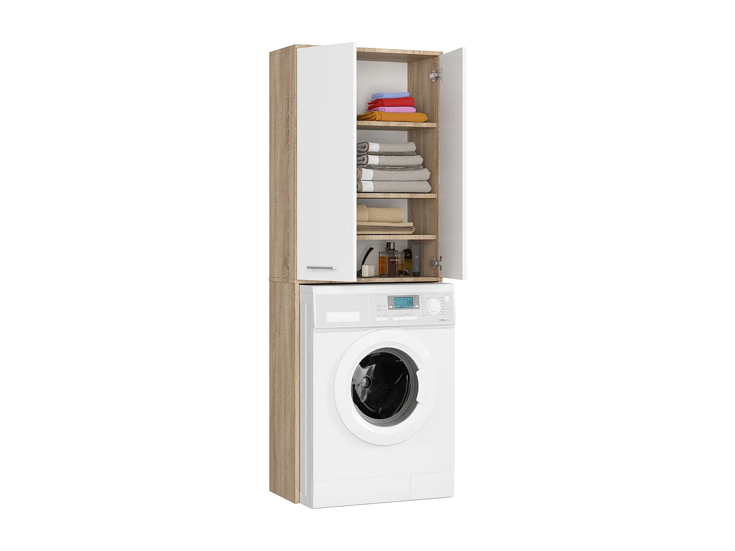 Meuble de rangement pour machine à laver, 2 portes, 64 x 30 x 190 cm