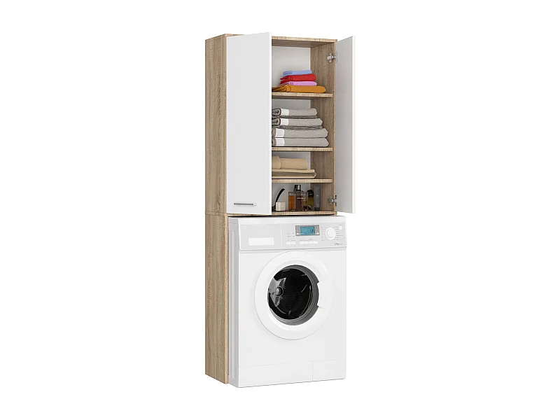 Meuble de rangement pour machine à laver, 2 portes, 64 x 30 x 190 cm