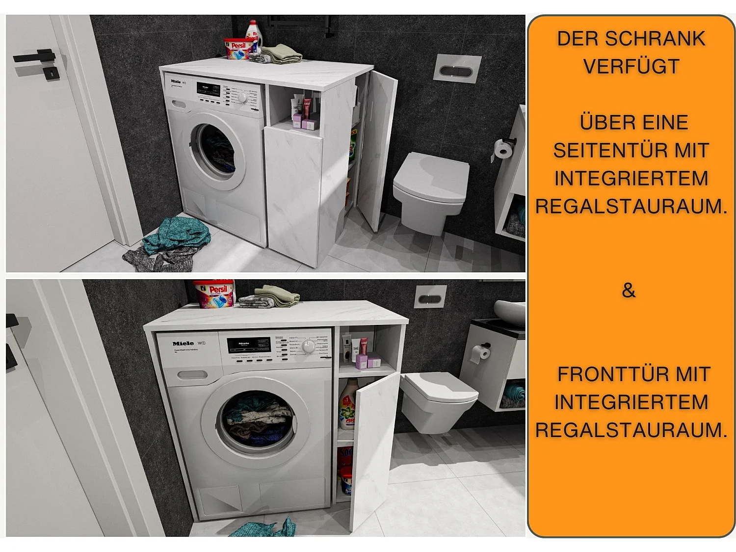 Meuble Surélevé pour Machine à Laver et Sèche-linge avec Étagères de Rangement