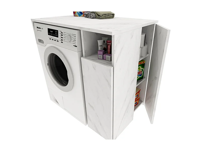 Meuble Surélevé pour Machine à Laver et Sèche-linge avec Étagères de Rangement