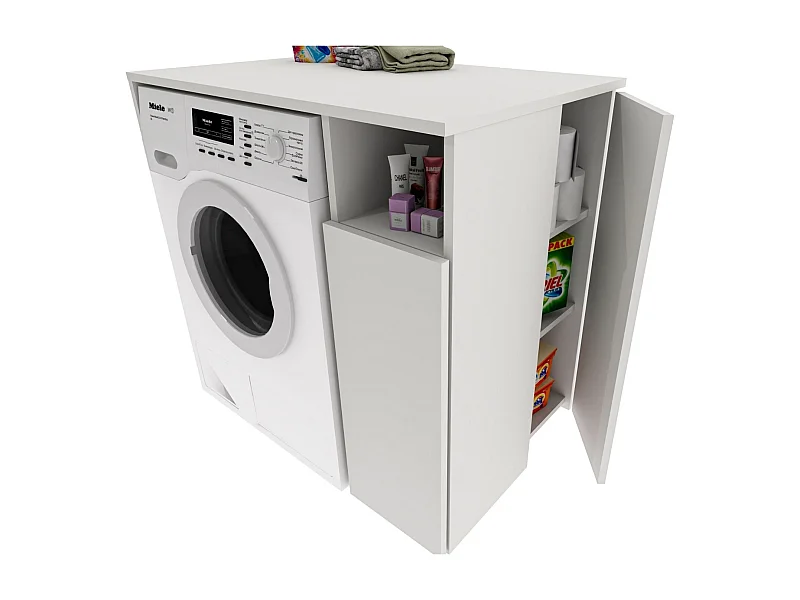 Meuble Surélevé pour Machine à Laver et Sèche-linge avec Étagères de Rangement