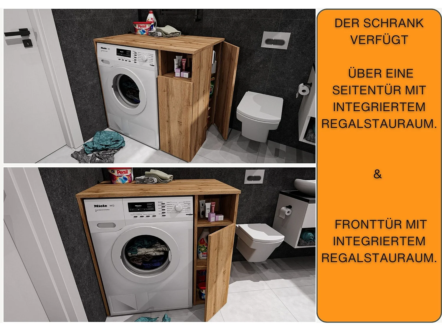 Meuble Surélevé pour Machine à Laver et Sèche-linge avec Étagères de Rangement