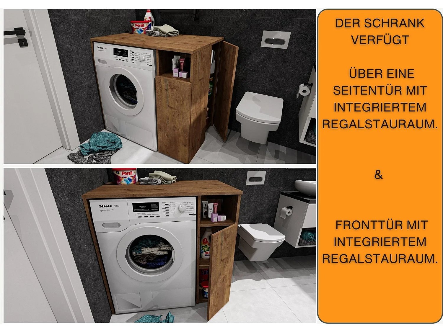 Meuble Surélevé pour Machine à Laver et Sèche-linge avec Étagères de Rangement