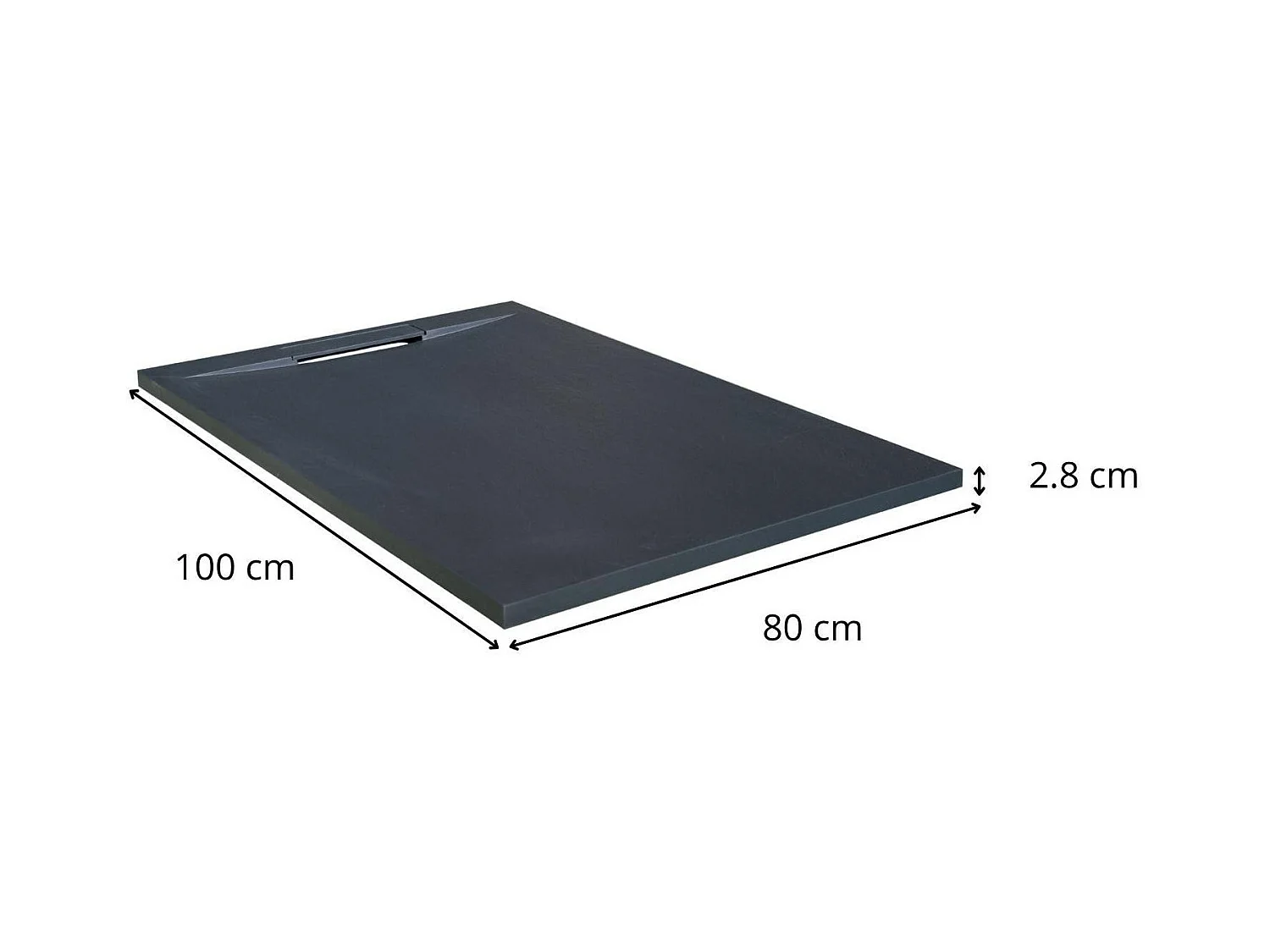 Receveur de douche aspect pierre extra-plat gris anthracite - Bonde incluse