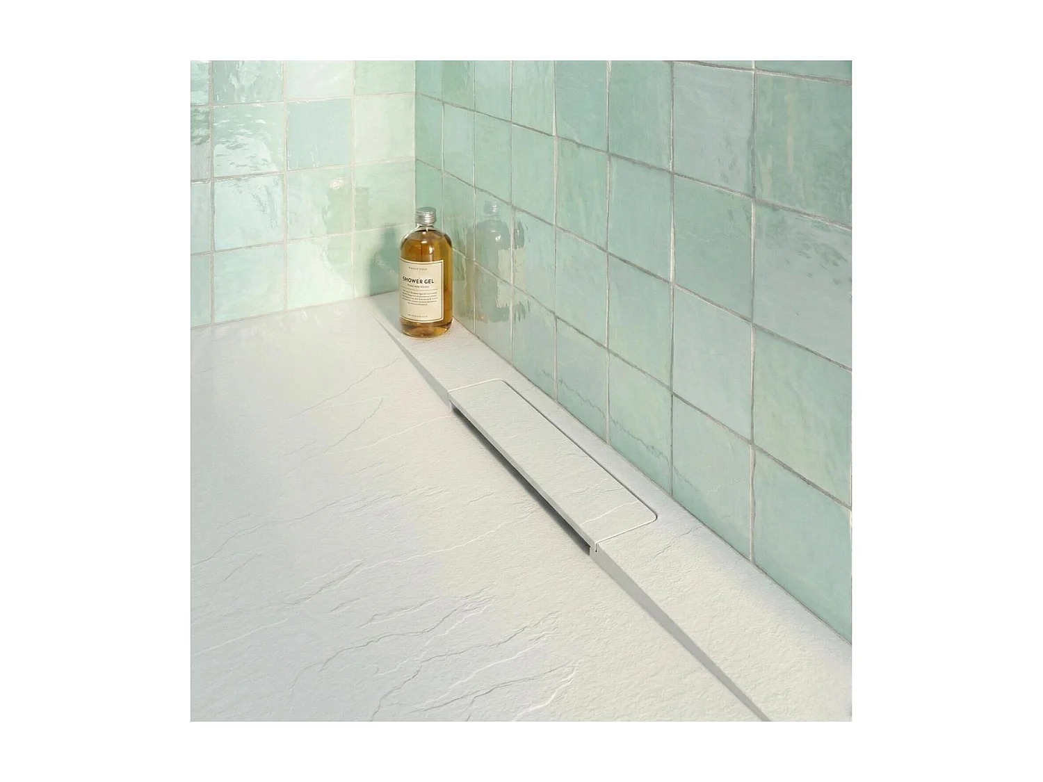 ONA extra vlakke witte douchebak met steenlook 120x90