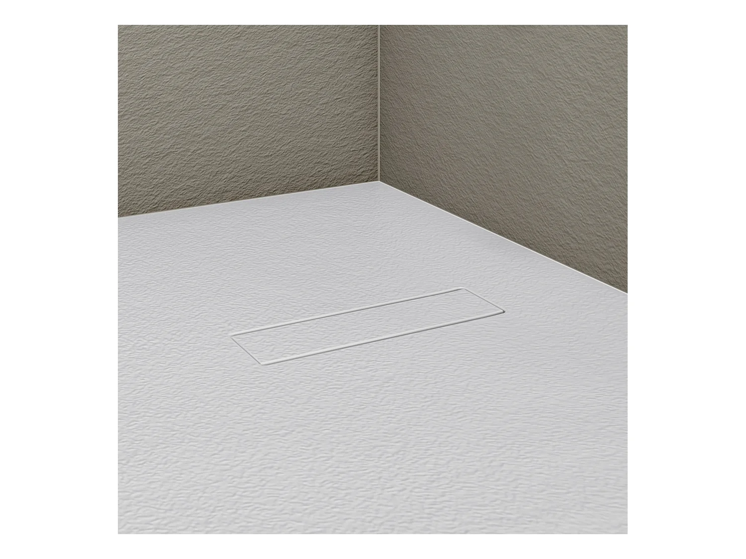 Receveur de douche aspect pierre extra-plat blanc - Bonde incluse