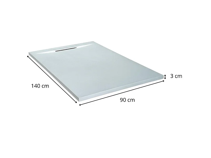 ONA extra vlakke witte douchebak met steenlook 140x90