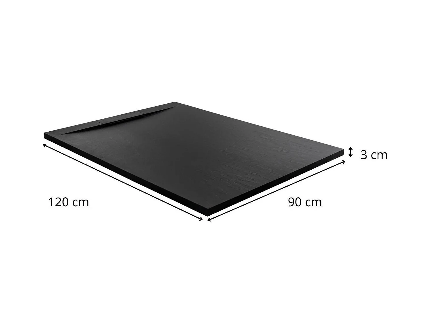 Receveur de douche aspect pierre extra-plat noir - Bonde incluse