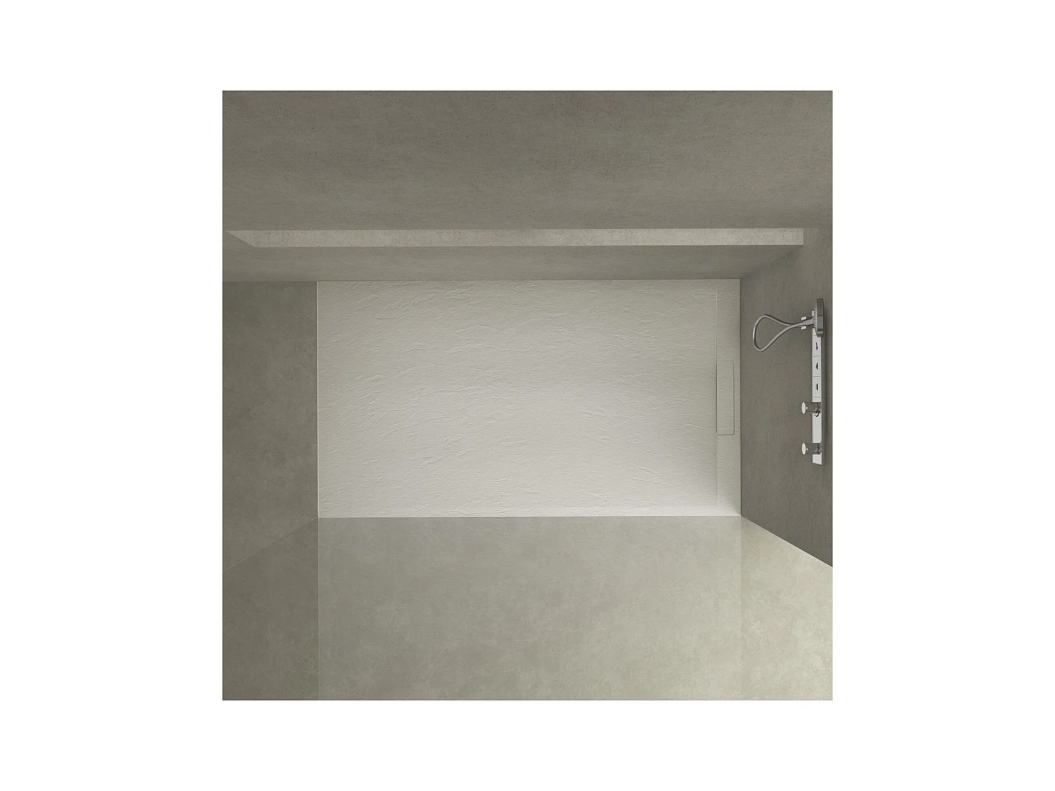 Receveur de douche aspect pierre extra-plat sable - Bonde incluse
