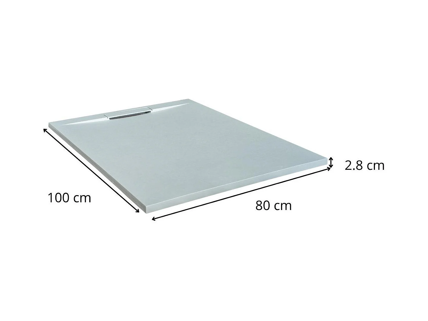 Receveur de douche aspect pierre extra-plat gris clair - Bonde incluse