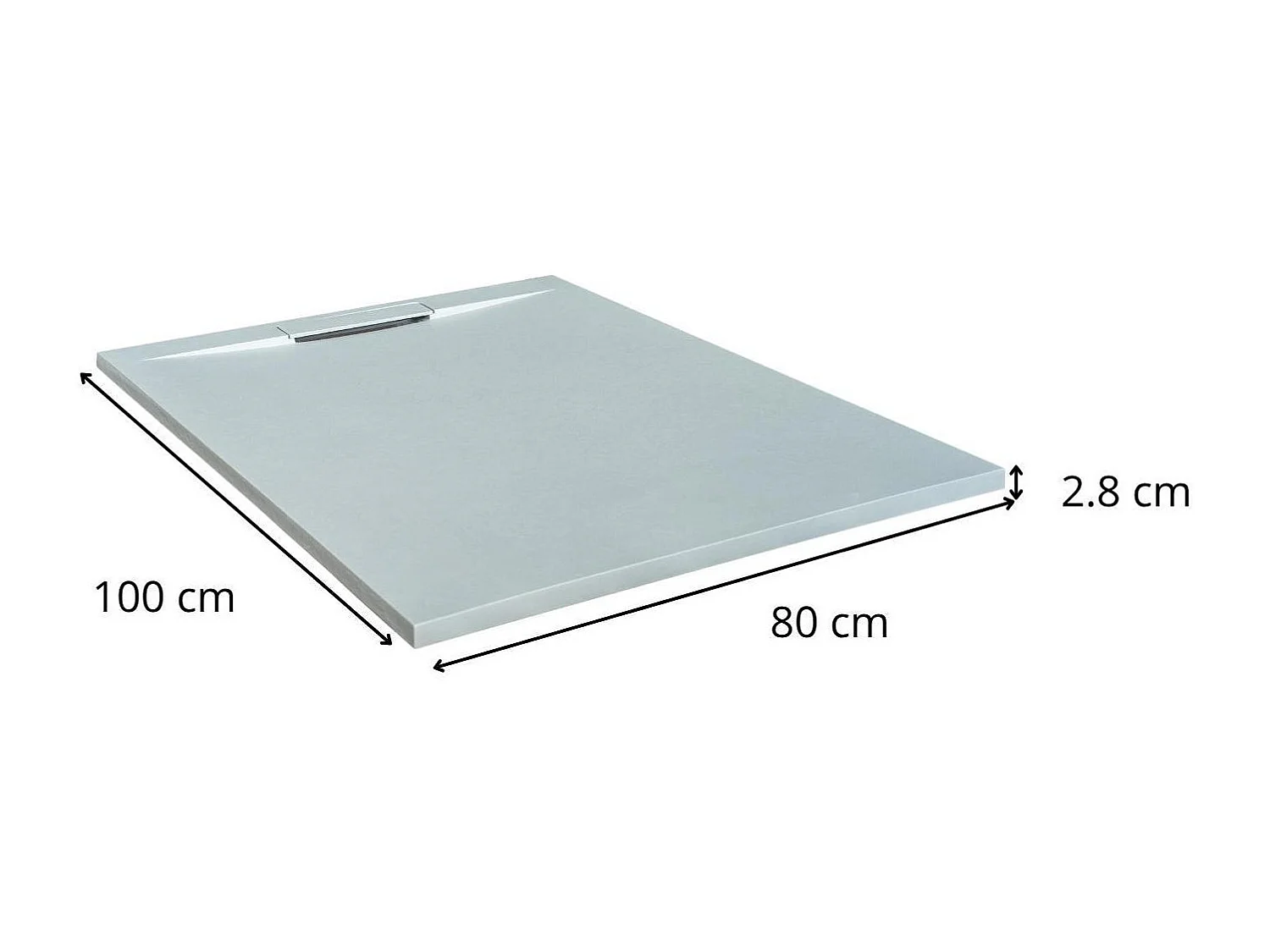 ONA extra vlakke douchebak in lichtgrijze steenlook 100x80