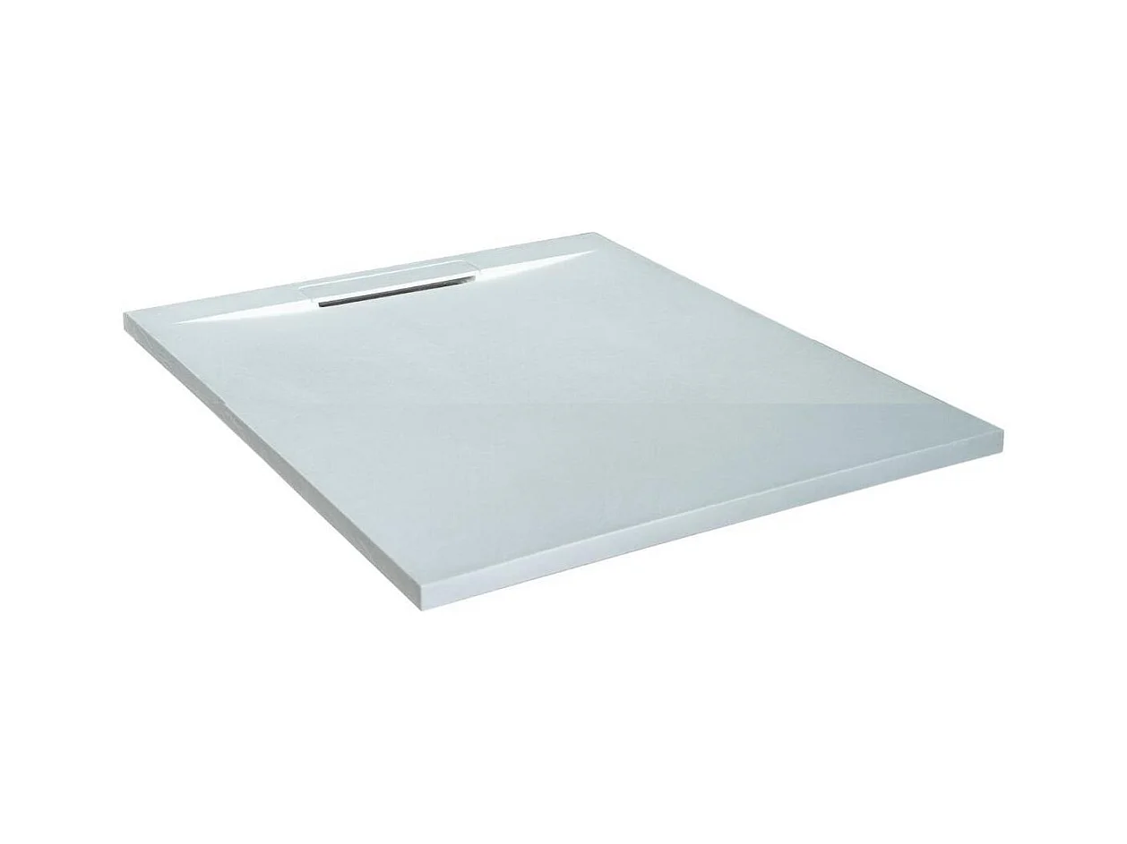 ONA extraflache Duschwanne in weißer Steinoptik 100x80