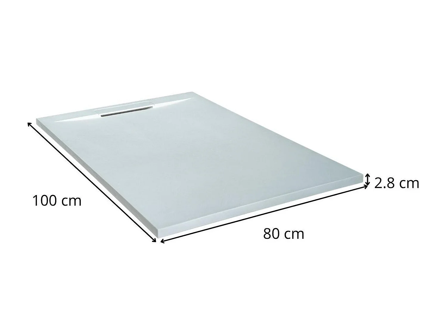 ONA extra vlakke witte douchebak met steenlook 100x80