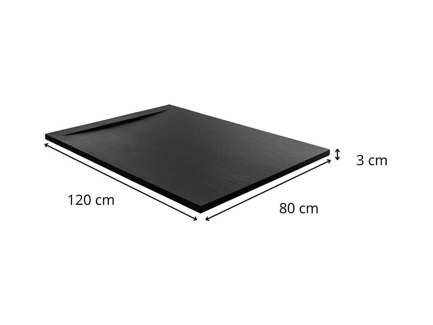 Receveur de douche aspect pierre extra-plat noir - Bonde incluse