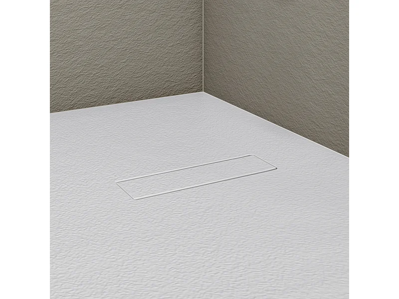 Plato de ducha SOMA extraplano efecto piedra blanco 100x80