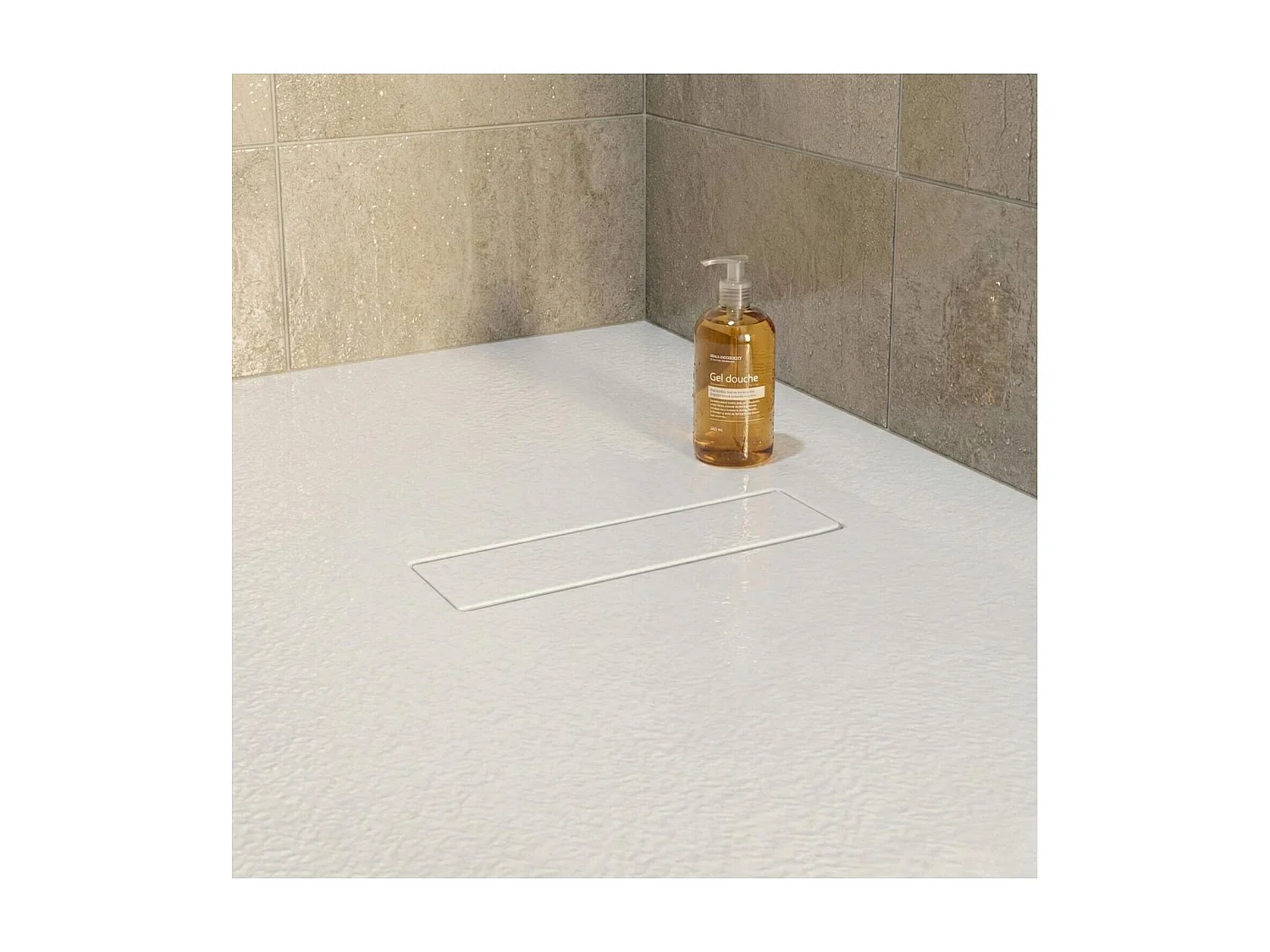 SOMA witte extra vlakke douchebak met steenlook 100x80