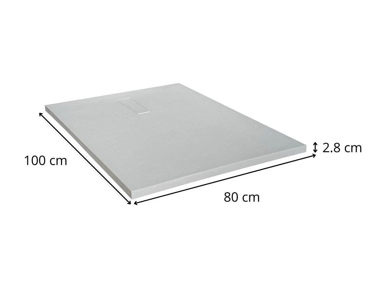 SOMA witte extra vlakke douchebak met steenlook 100x80